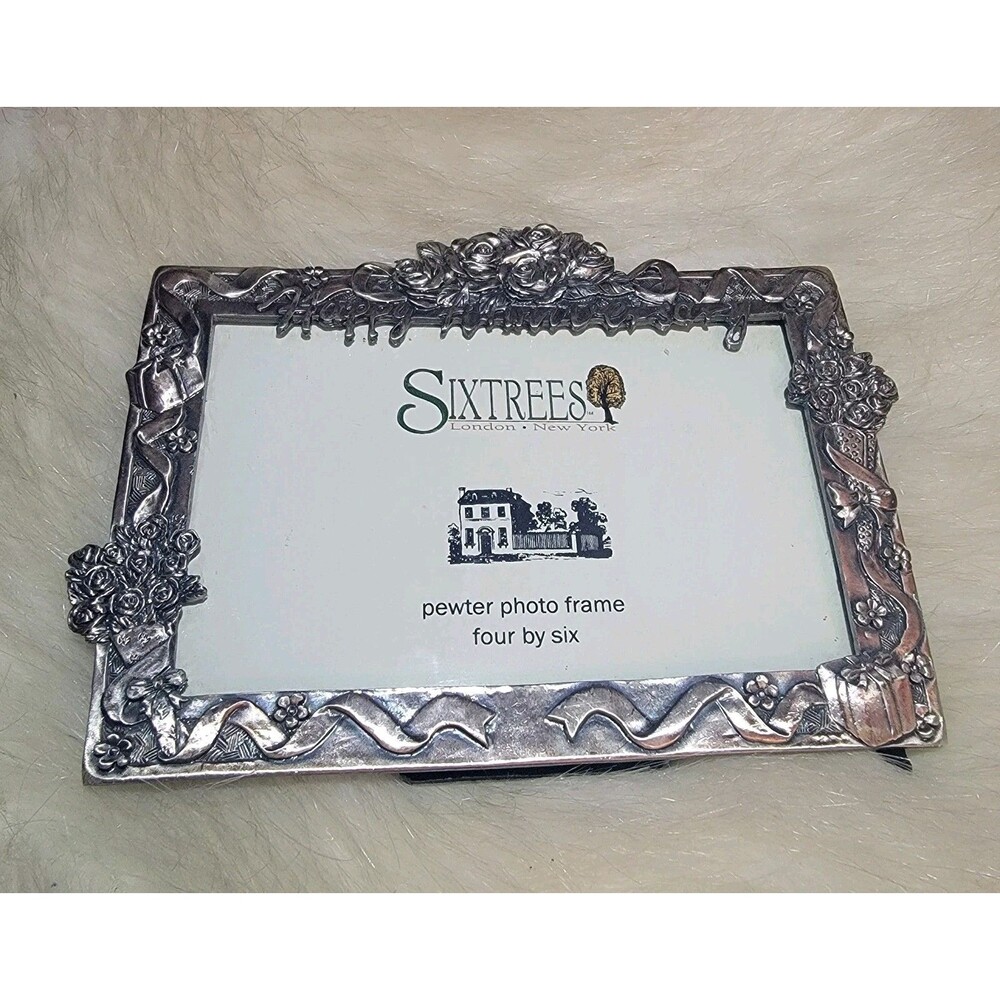Sixtrees London New York 4x6 Pewter Happy Anniversary Picture Photo Frame